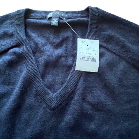 🆕 J. Crew Men's NAVY BLUE Cotton Cashmere V-Neck Sweater Sz M New With tag - Picture 5 of 8
